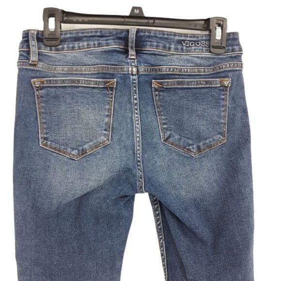 Vigoss Y2K Jeans Jagger Skinny Frayed Step Hem Racing Stripe W26 L27 Streetwear - Picture 10 of 14